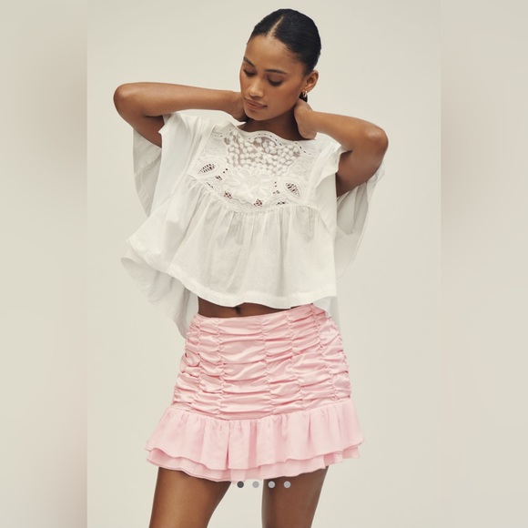 Anthropologie Dresses & Skirts - NWT MAEVE SATIN CHIFFON RUCHED MINI SKIRT - L - NWT